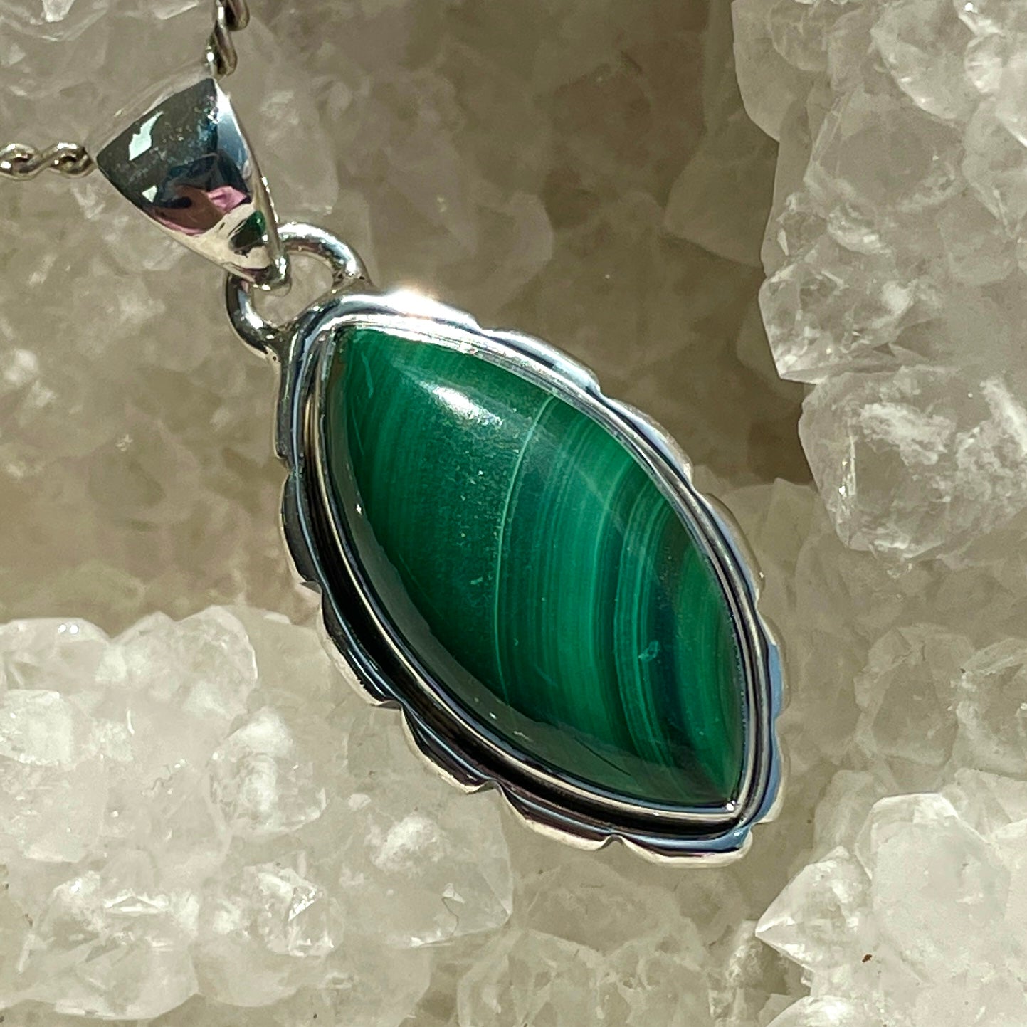 Malachite Silver Pendant - SP92 Malachite Silver Pendant - SP92
